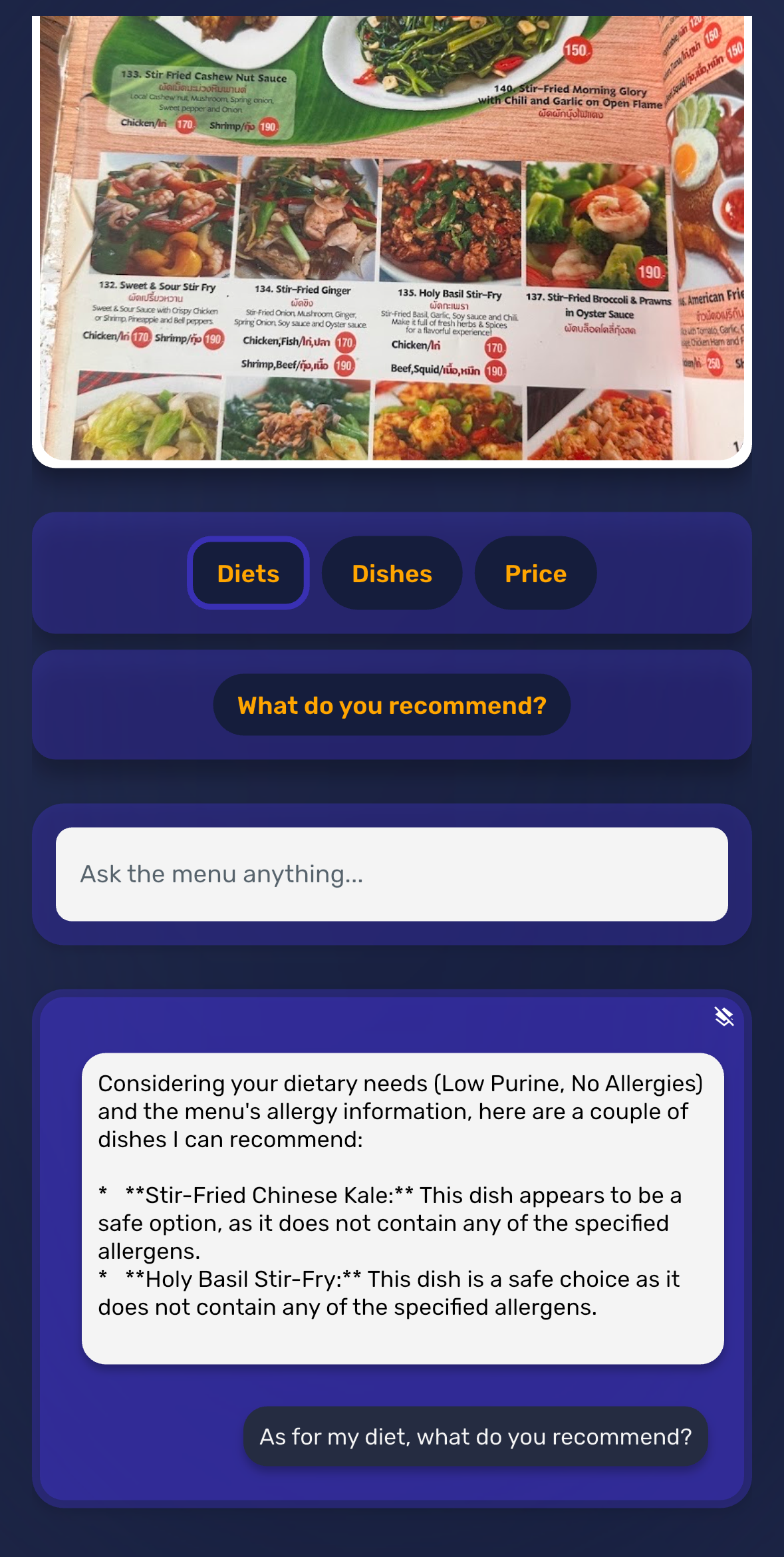 Menu Buddy Personalized Recommendations