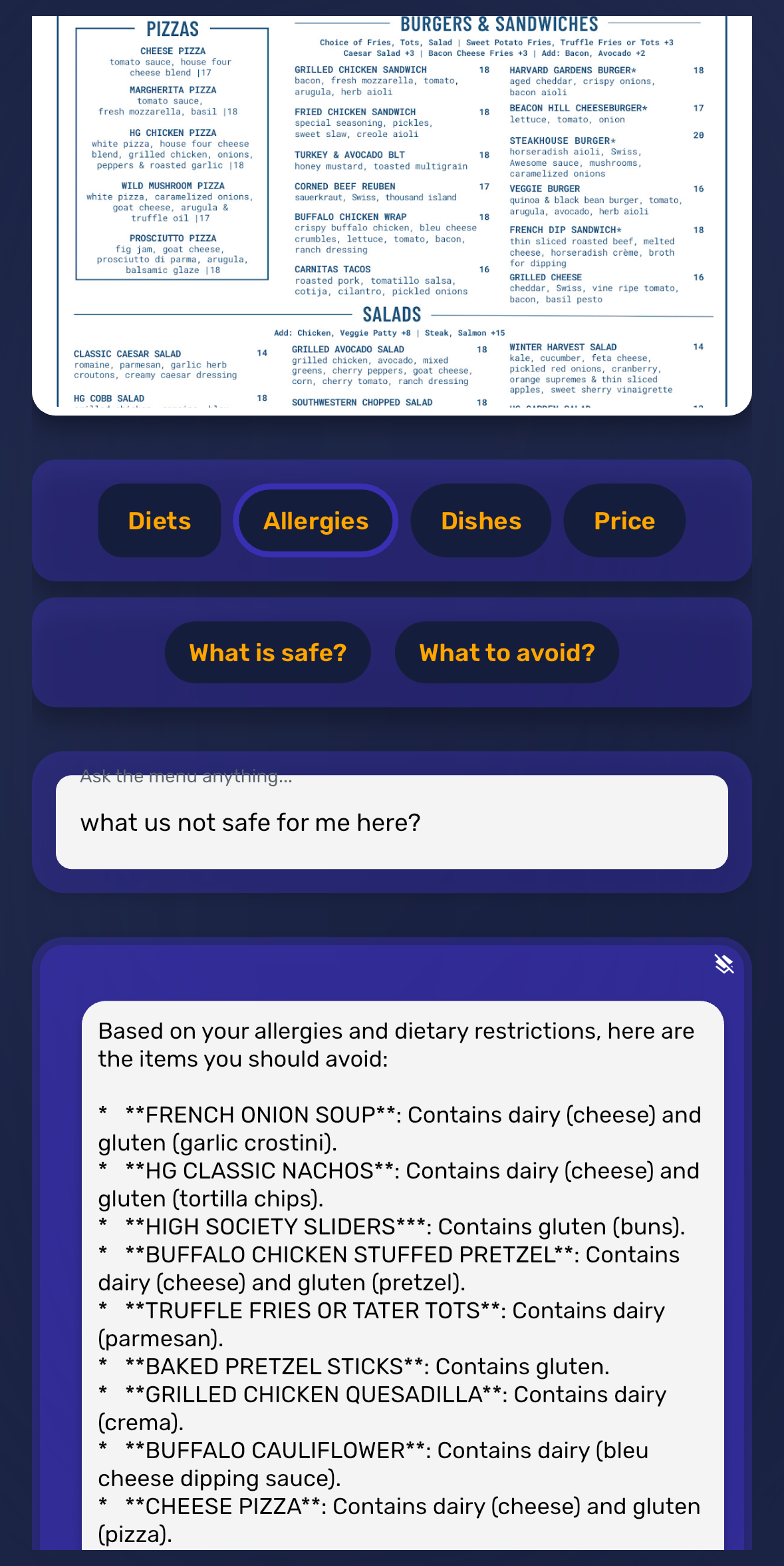 Menu Buddy Scanning Restaurant Menu
